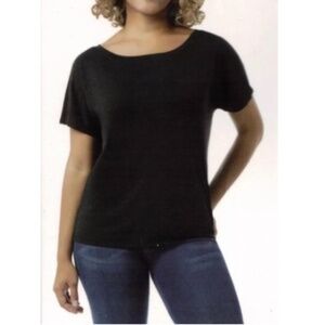 32 Degrees Ladies' Short Sleeve Tee, Relaxed Fit, Ribbed, Black XXL, NWT